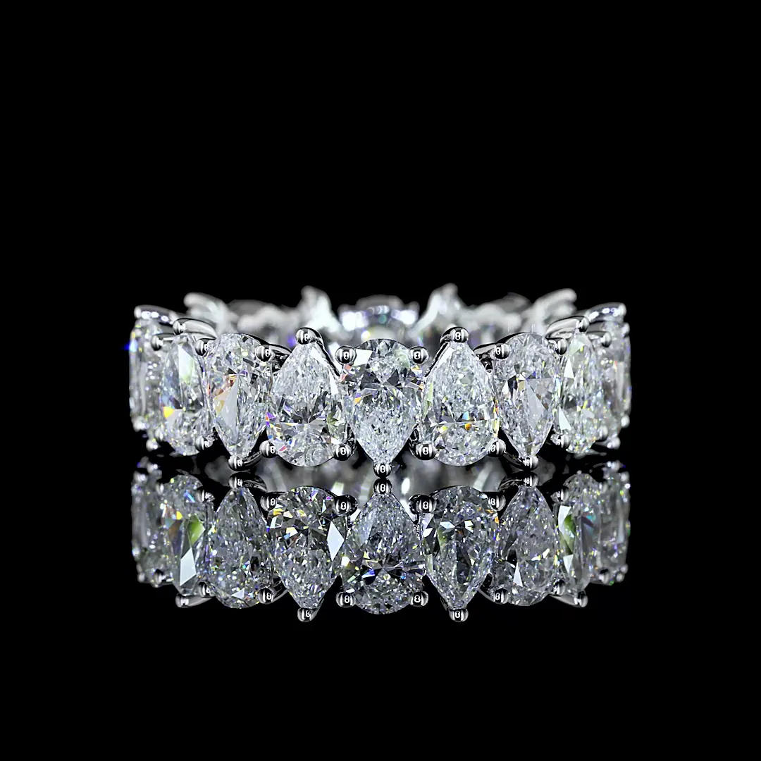 4.18 Cts 14k White Gold Pear Shape Eternity Band Eternity Band - Video