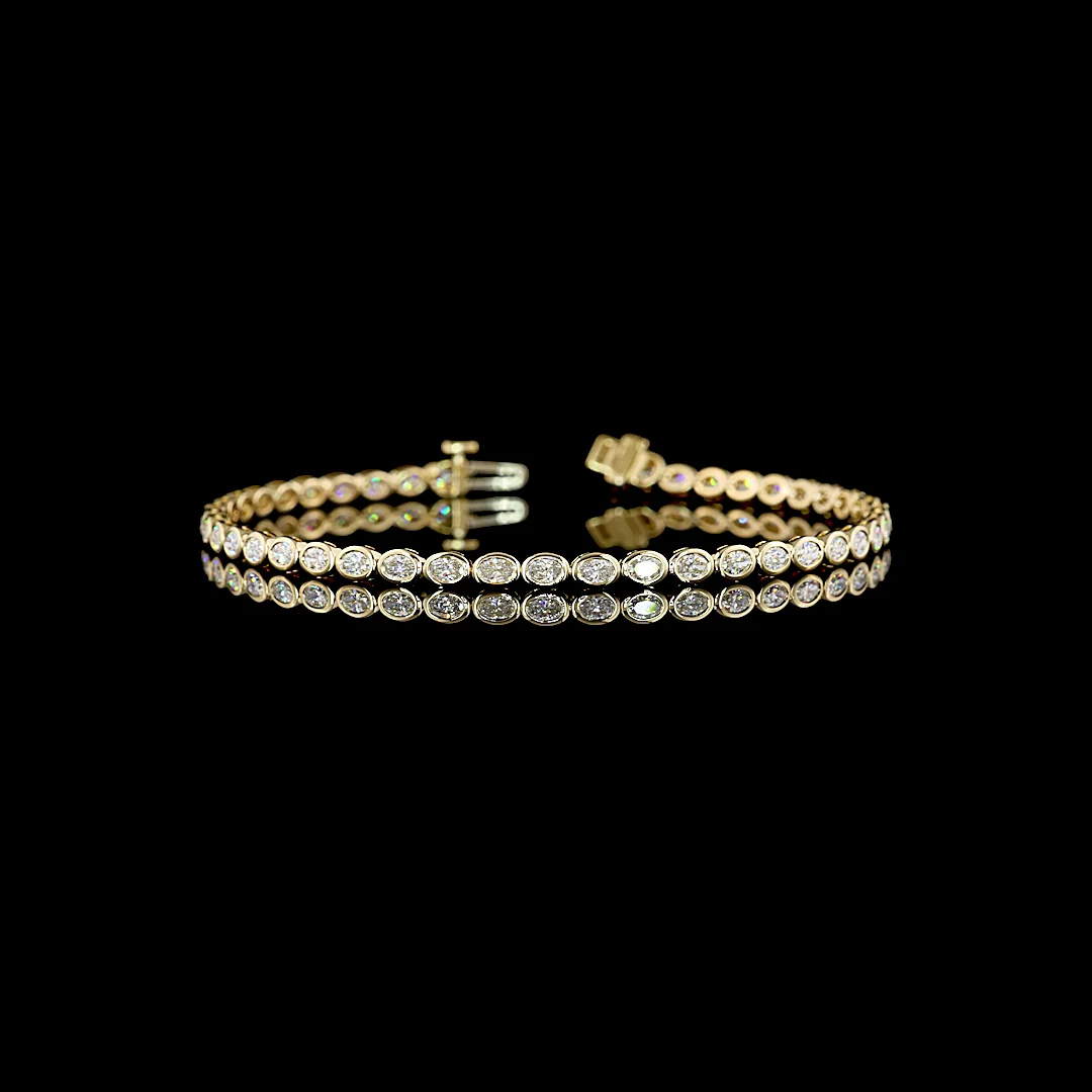 2.3 Cts 14k Yellow Gold Oval Shape Tennis Bracelet - Video
