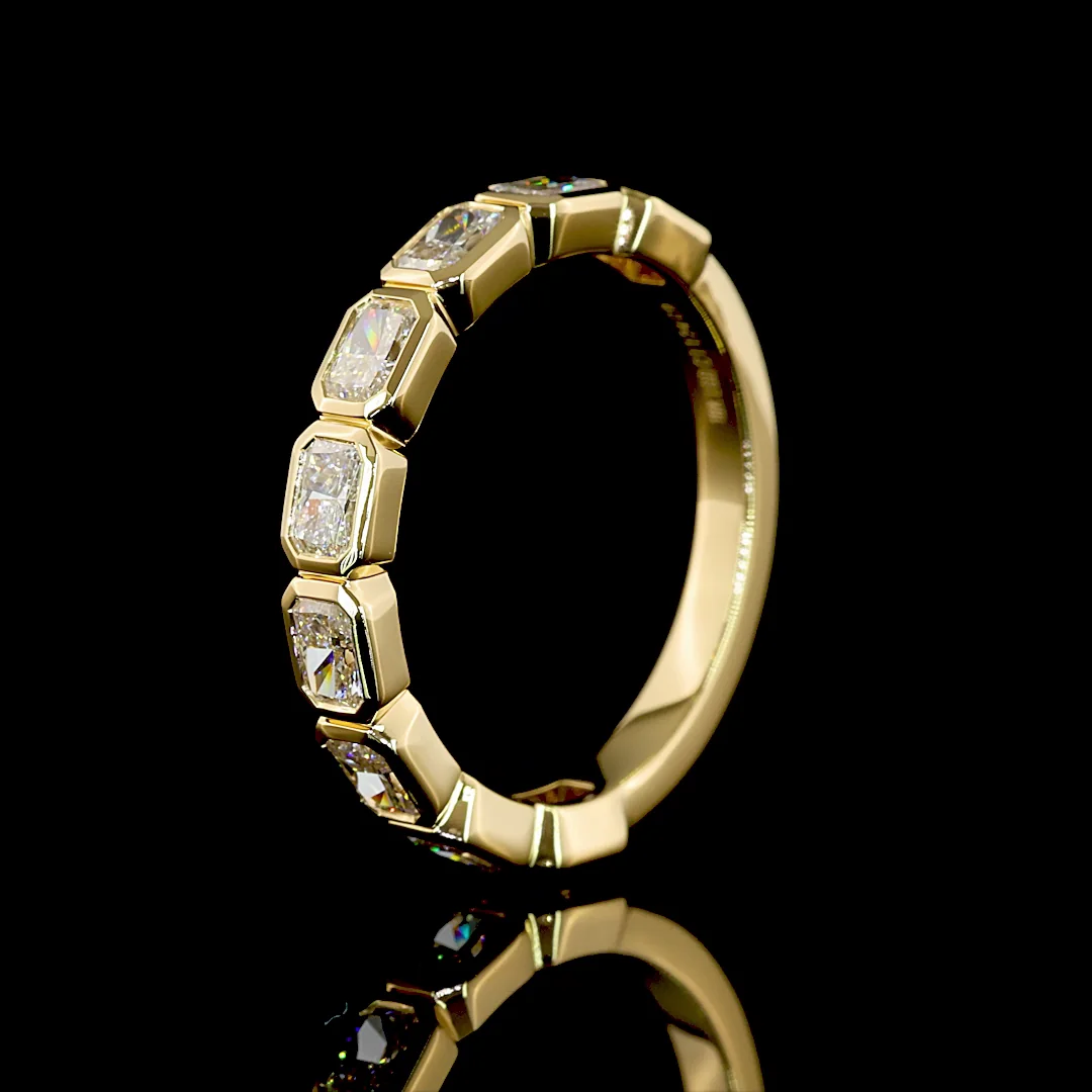1.24 Cts 18k Yellow Gold Radiant Shape 3/4 Band Eternity Band - Image 4