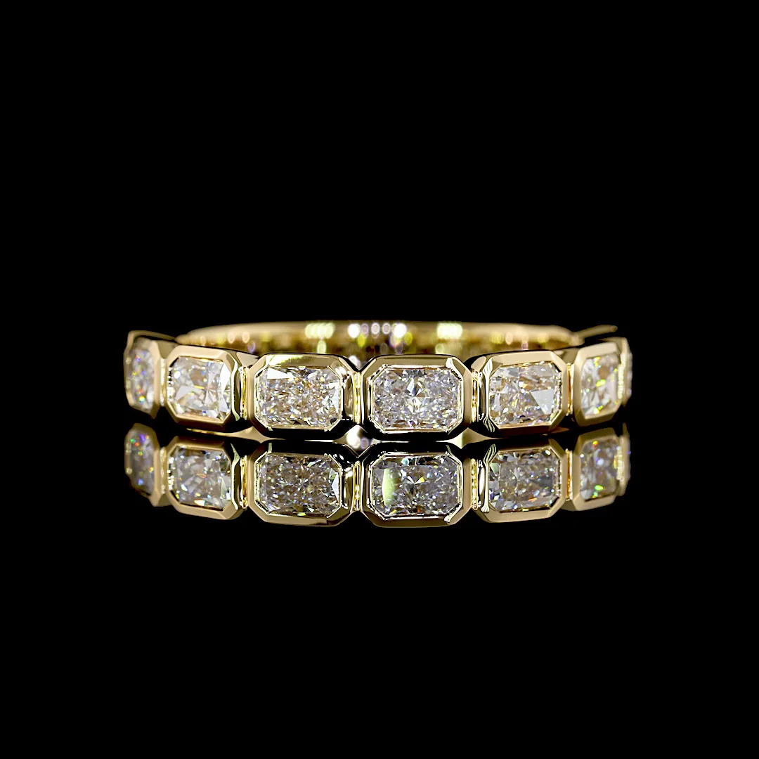 1.24 Cts 18k Yellow Gold Radiant Shape 3/4 Band Eternity Band - Video