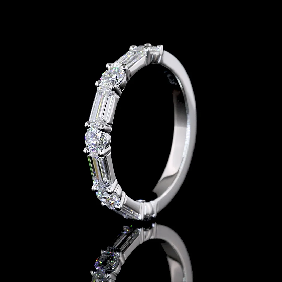 0.84 Cts 14k White Gold Mix Shape Half Eternity Eternity Band - Image 4