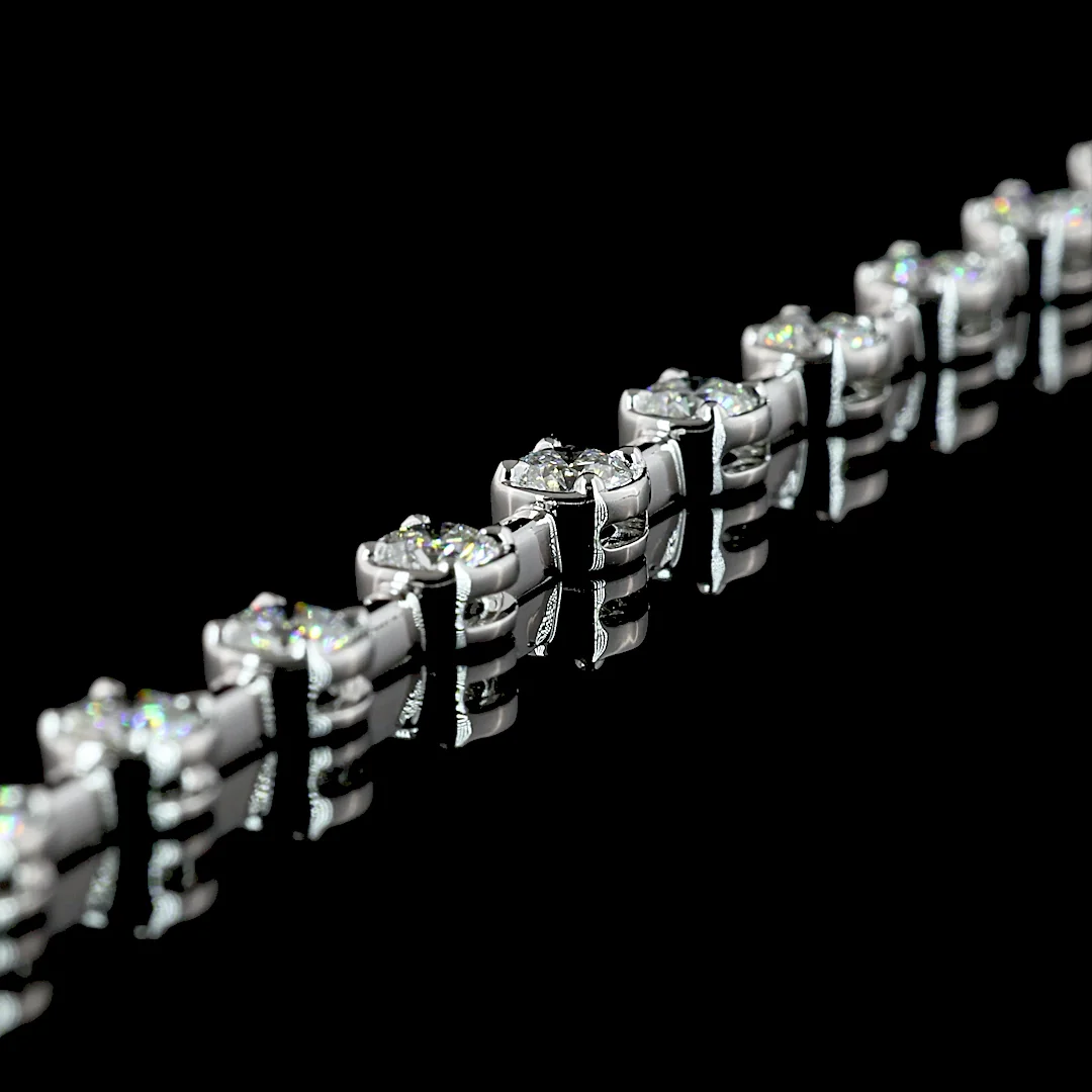 8.68 Cts 14k White Gold Round Shape Lariat Necklace - Image 2