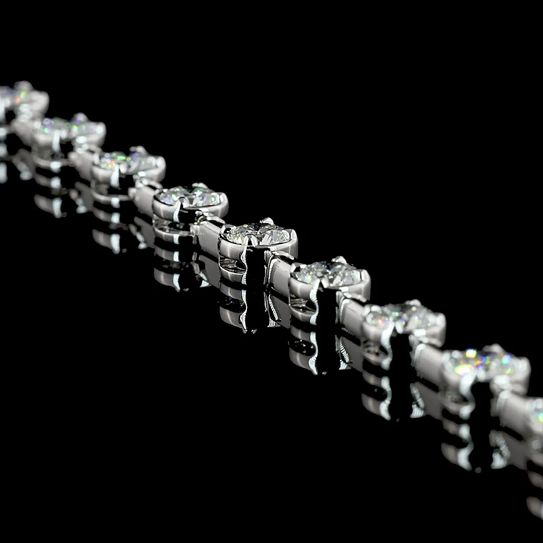 8.68 Cts 14k White Gold Round Shape Lariat Necklace - Image 4