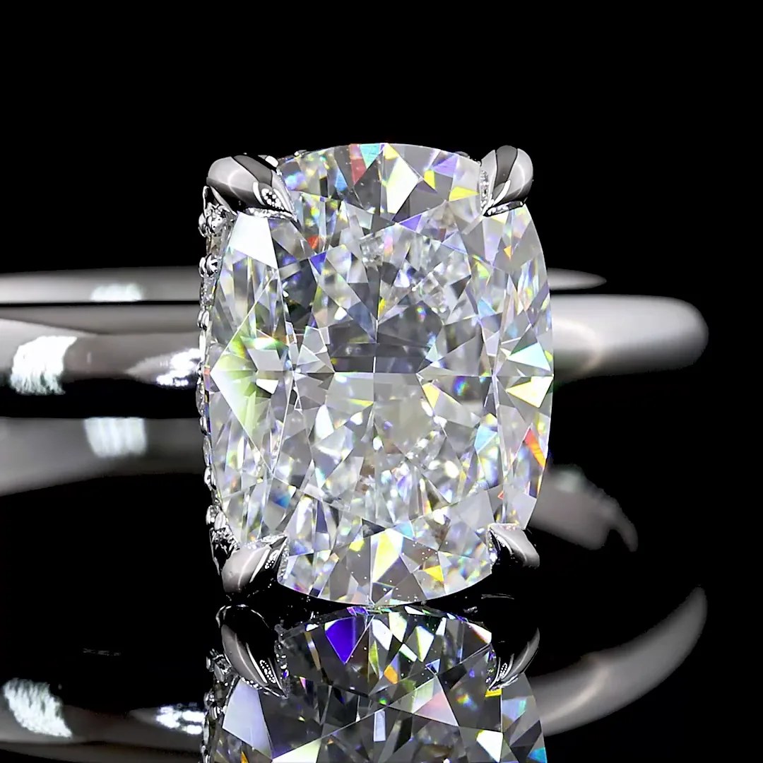 2.12 Cts 14k White Gold Cushion Brilliant Shape Hidden Halo Ring - Image 3