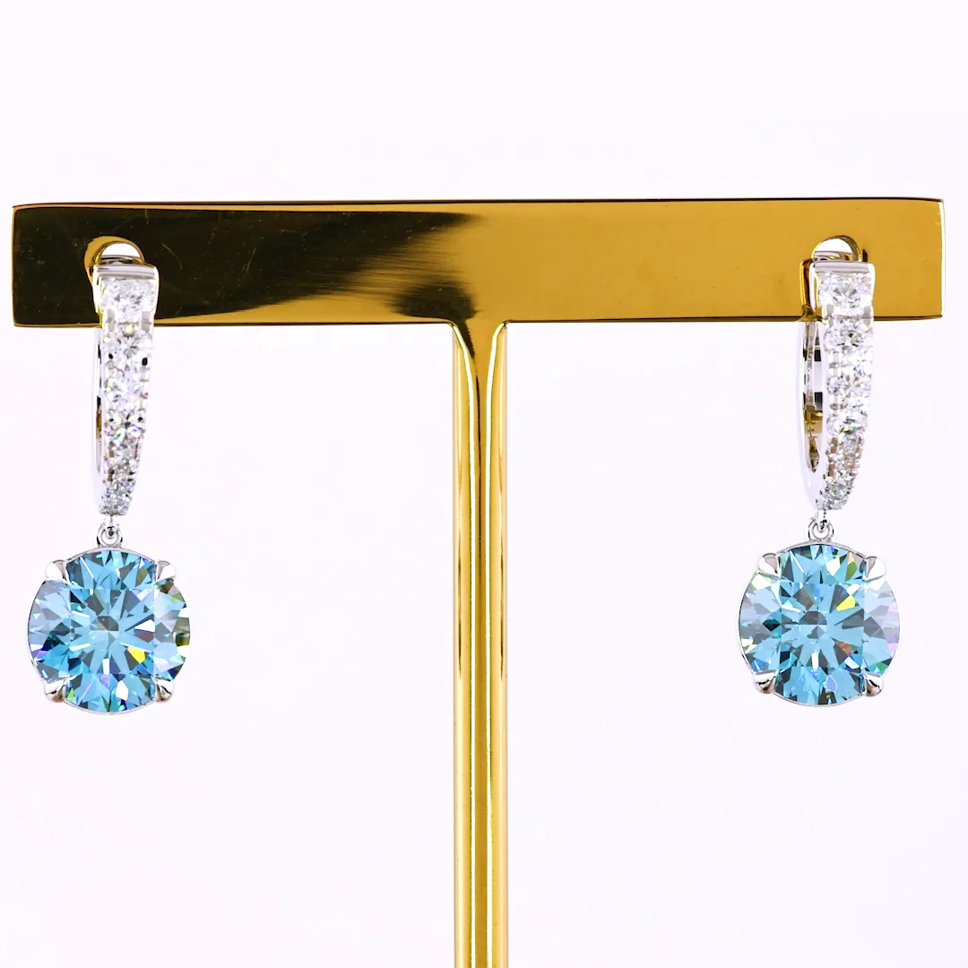 5.19 Cts 14k White Gold Round Shape Hanging Earring - Video