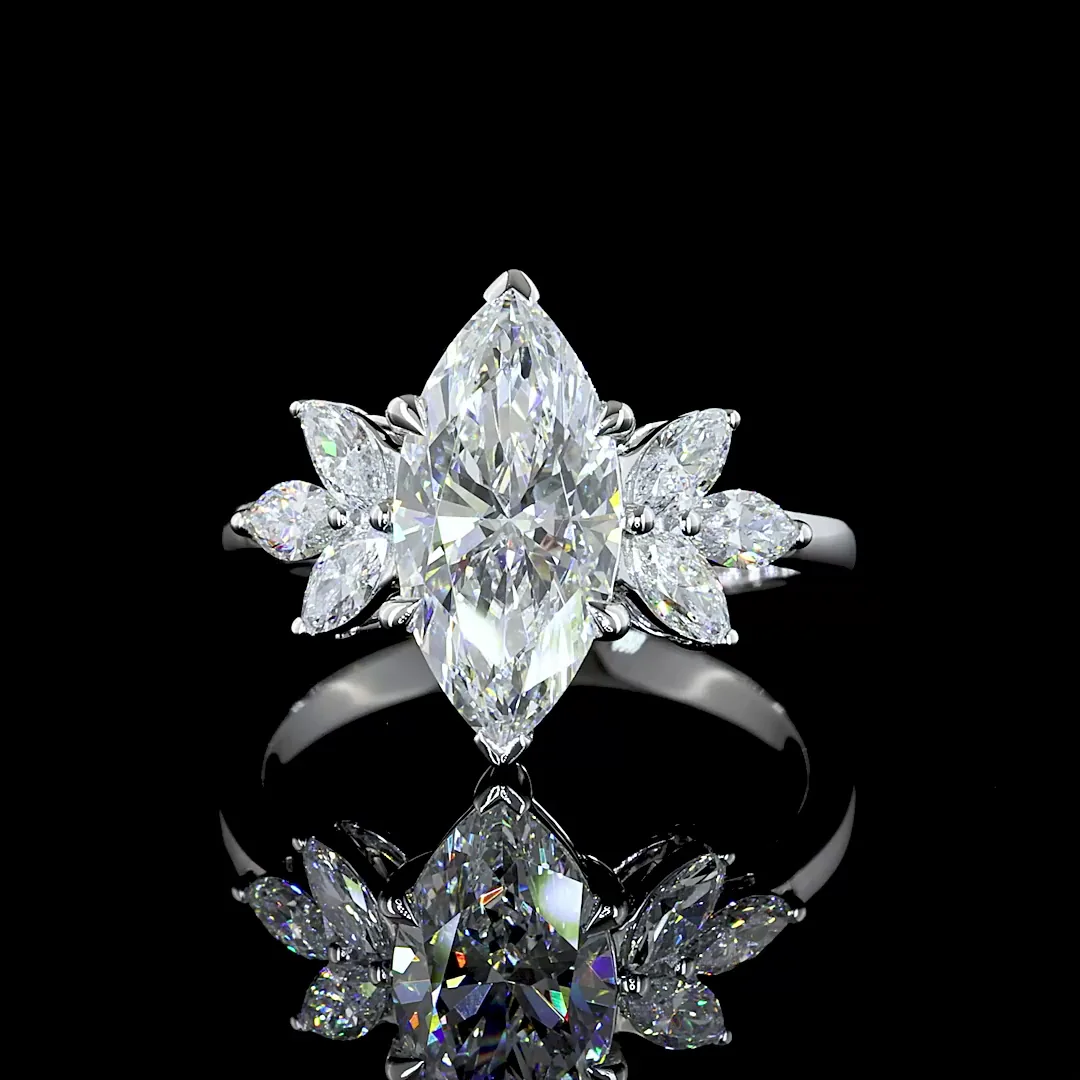 2.71 Cts 14k White Gold Marquise Shape Special Ring - Video