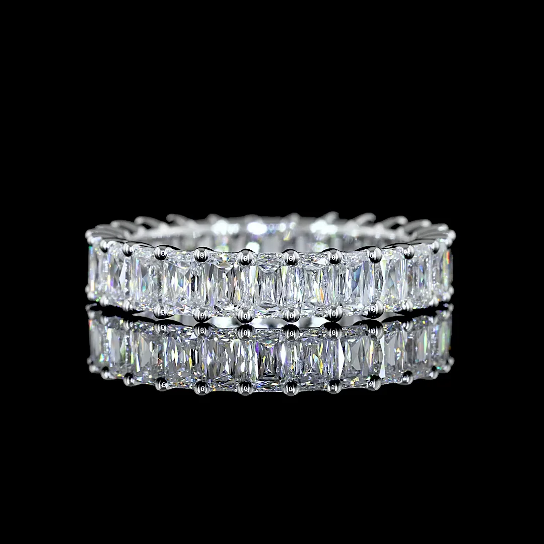 3.39 Cts 14k White Gold Radiant Modified Shape Eternity Band Eternity Band - Video