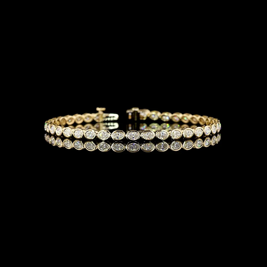 3.63 Cts 14k Yellow Gold Oval Shape Tennis Bracelet - Video