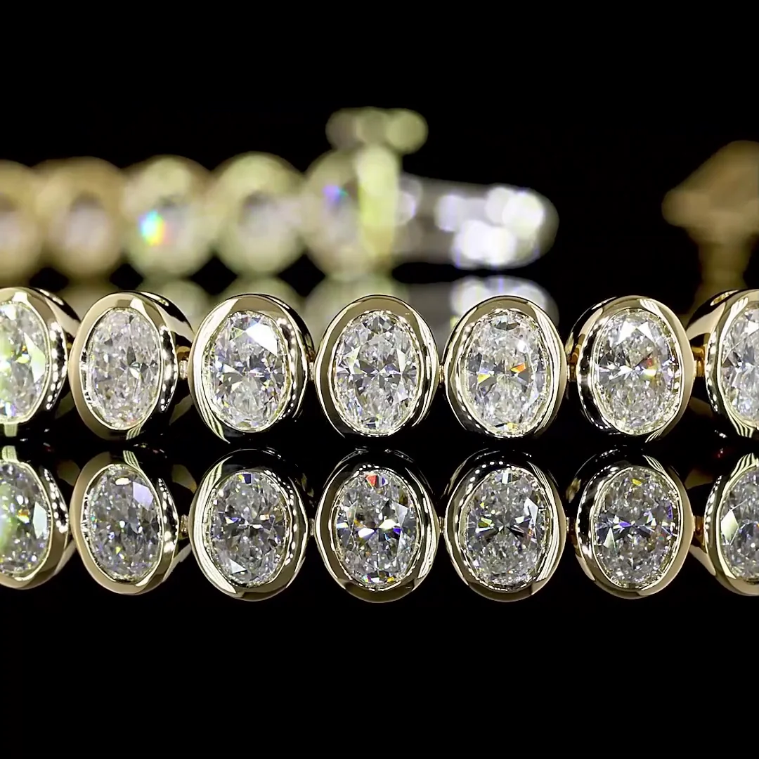 4.57 Cts 14k Yellow Gold Oval Shape Tennis Bracelet - Image 2