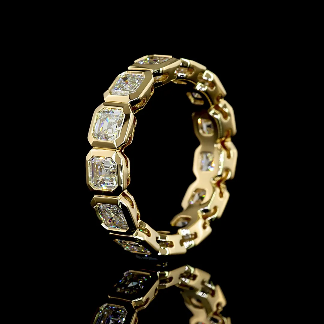3.92 Cts 14k Yellow Gold Asscher Shape Eternity Band Eternity Band - Image 4