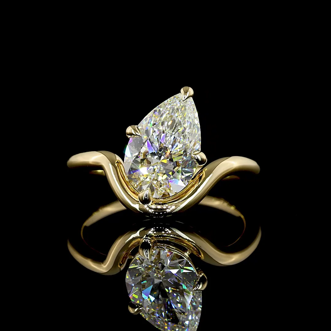 2.11 Cts 14k Yellow Gold Pear Shape Solitaire Ring - Video