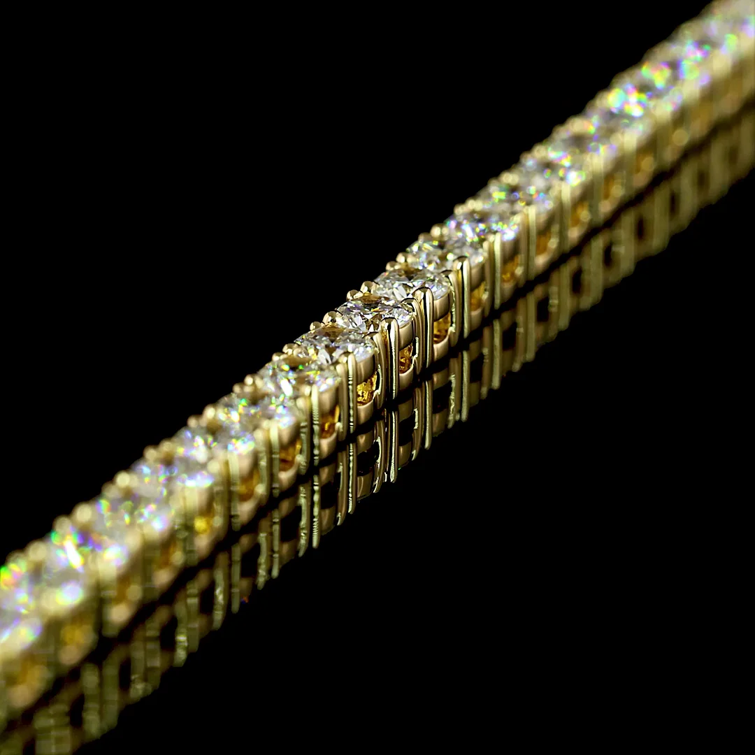 6.97 Cts 14k Yellow Gold Round Shape Tennis Necklace - Image 4