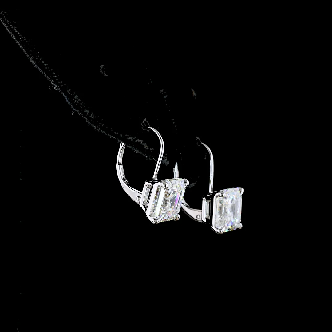 6.11 Cts 14k White Gold Asscher Shape Hanging Earring - Video