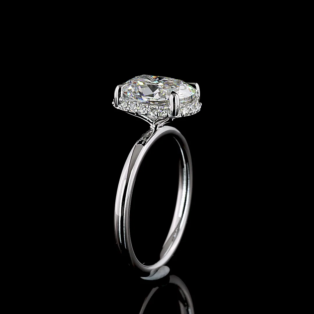 2.7 Cts 14k White Gold Cushion Brilliant Shape Hidden Halo Ring - Image 4