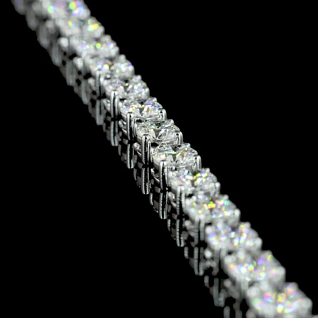 11.75 Cts 14k White Gold Round Shape Lariat Necklace - Image 2