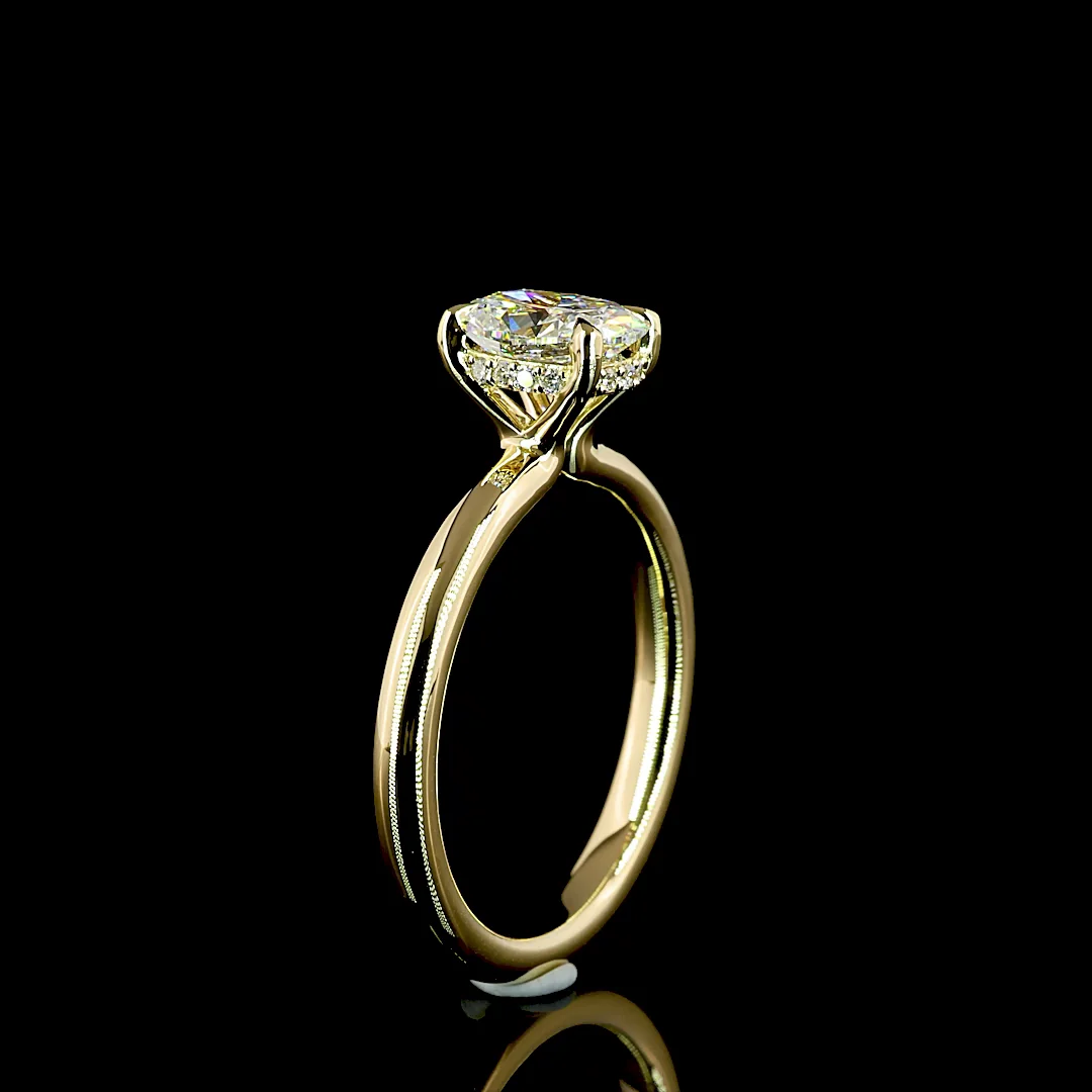 1.08 Cts 14k Yellow Gold Cushion Brilliant Shape Solitaire Ring - Image 4