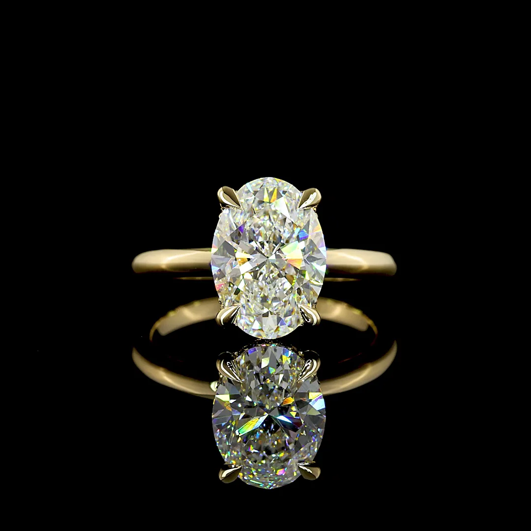 3.09 Cts 14k Yellow Gold Oval Shape Hidden Halo Ring - Video