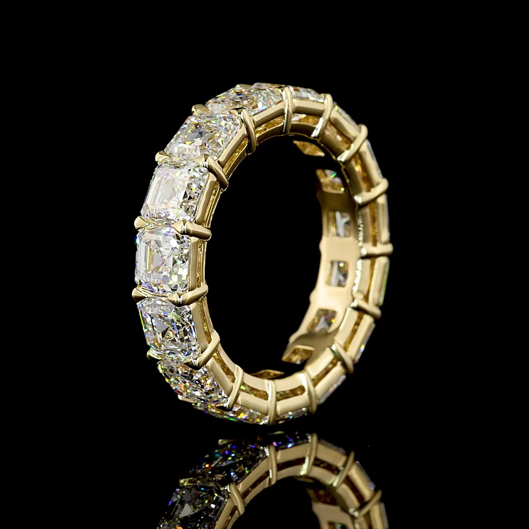 7.96 Cts 14k Yellow Gold Asscher Shape Eternity Band Eternity Band - Image 4
