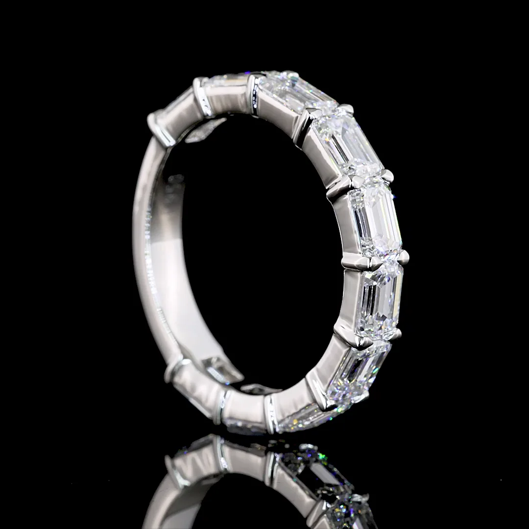 3.99 Cts Platinum Emerald Shape 3/4 Band Eternity Band - Image 2