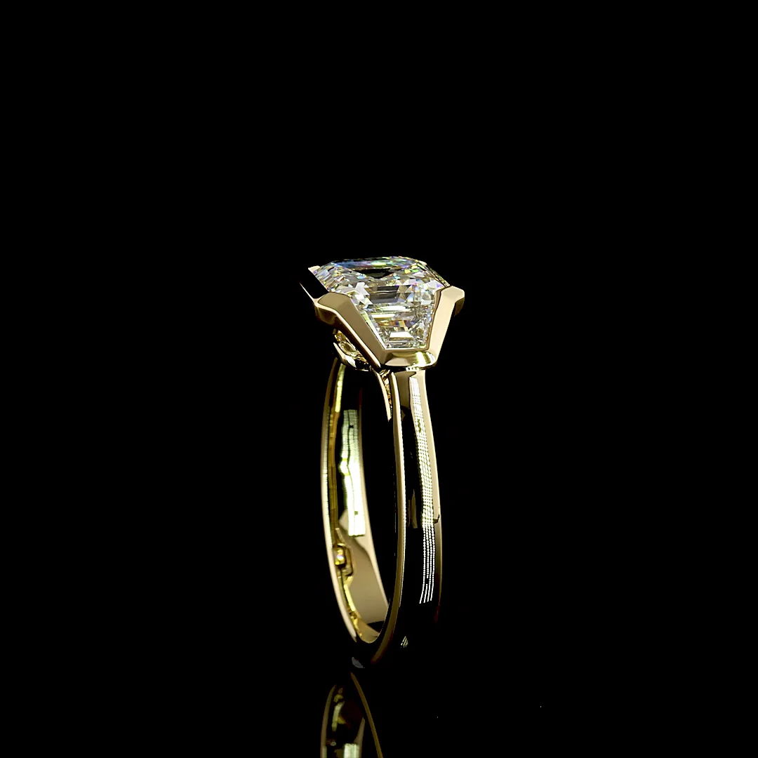 2.58 Cts 14k Yellow Gold Asscher Shape 3 Stones Ring - Image 2