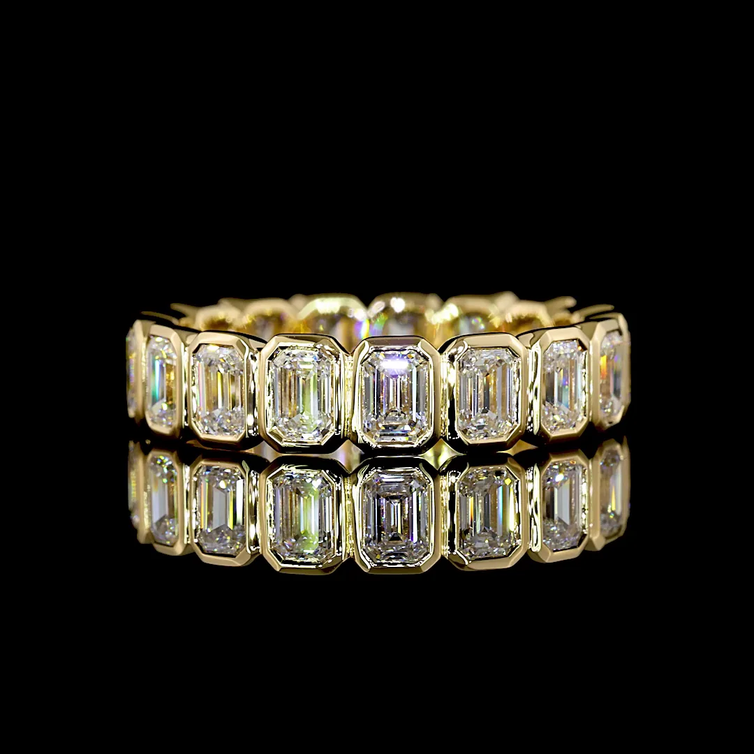 2.54 Cts 18k Yellow Gold Emerald Shape Eternity Band Eternity Band - Video