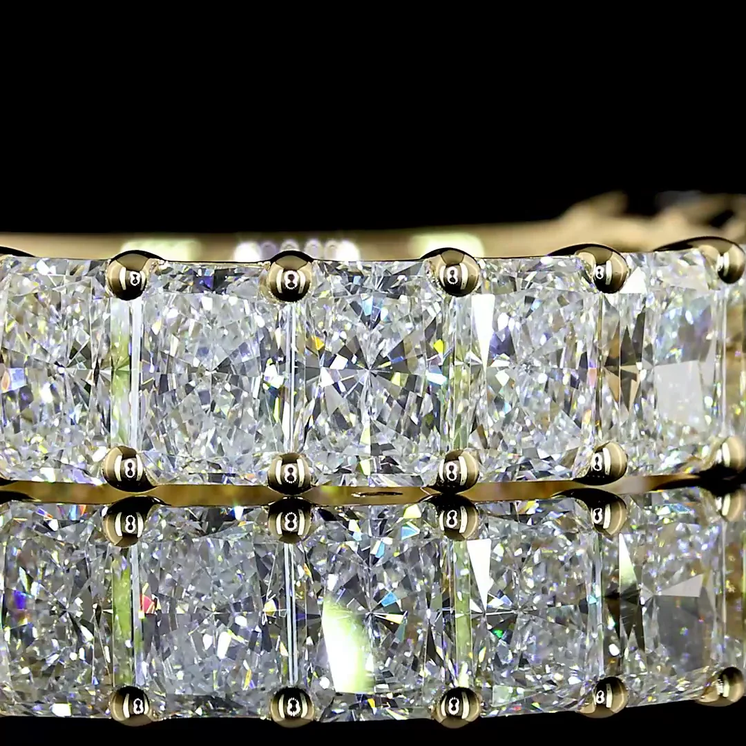 2.99 Cts 14k Yellow Gold Radiant Shape 3/4 Band Eternity Band - Image 3