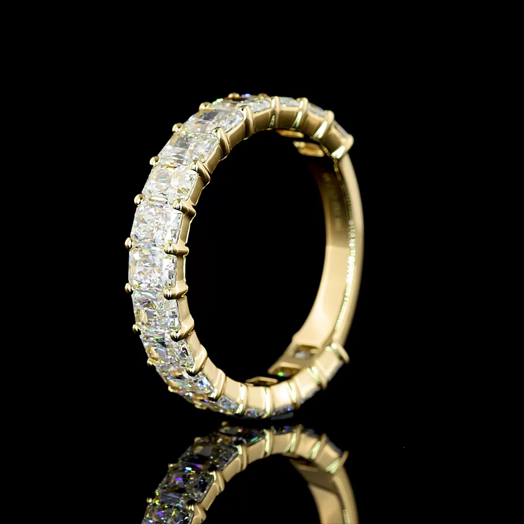 2.99 Cts 14k Yellow Gold Radiant Shape 3/4 Band Eternity Band - Image 4