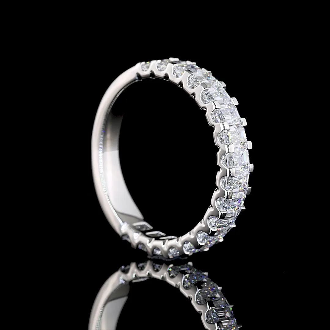 1.65 Cts Platinum Emerald Shape 3/4 Band Eternity Band - Image 2
