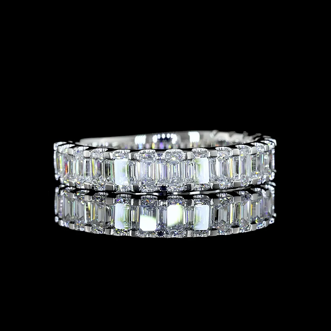 1.65 Cts Platinum Emerald Shape 3/4 Band Eternity Band - Video