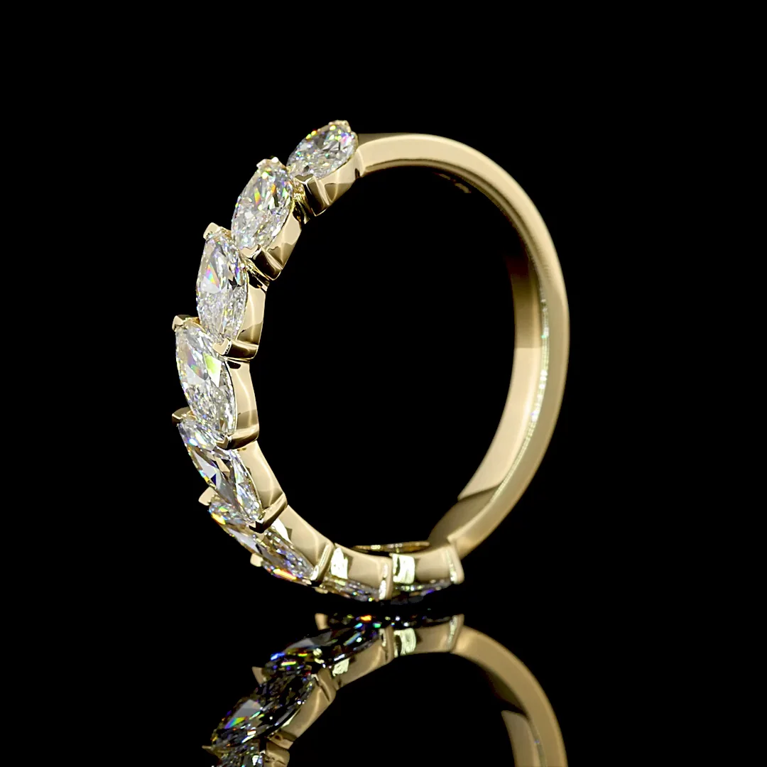 1.51 Cts 14k Yellow Gold Marquise Shape Half Eternity Eternity Band - Image 4