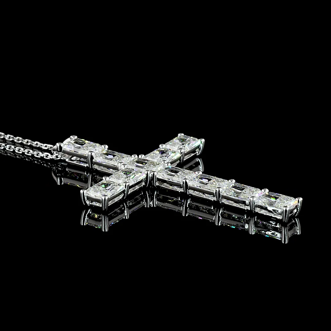 5.55 Cts 14k White Gold Radiant Shape Symbol Pendant - Image 2