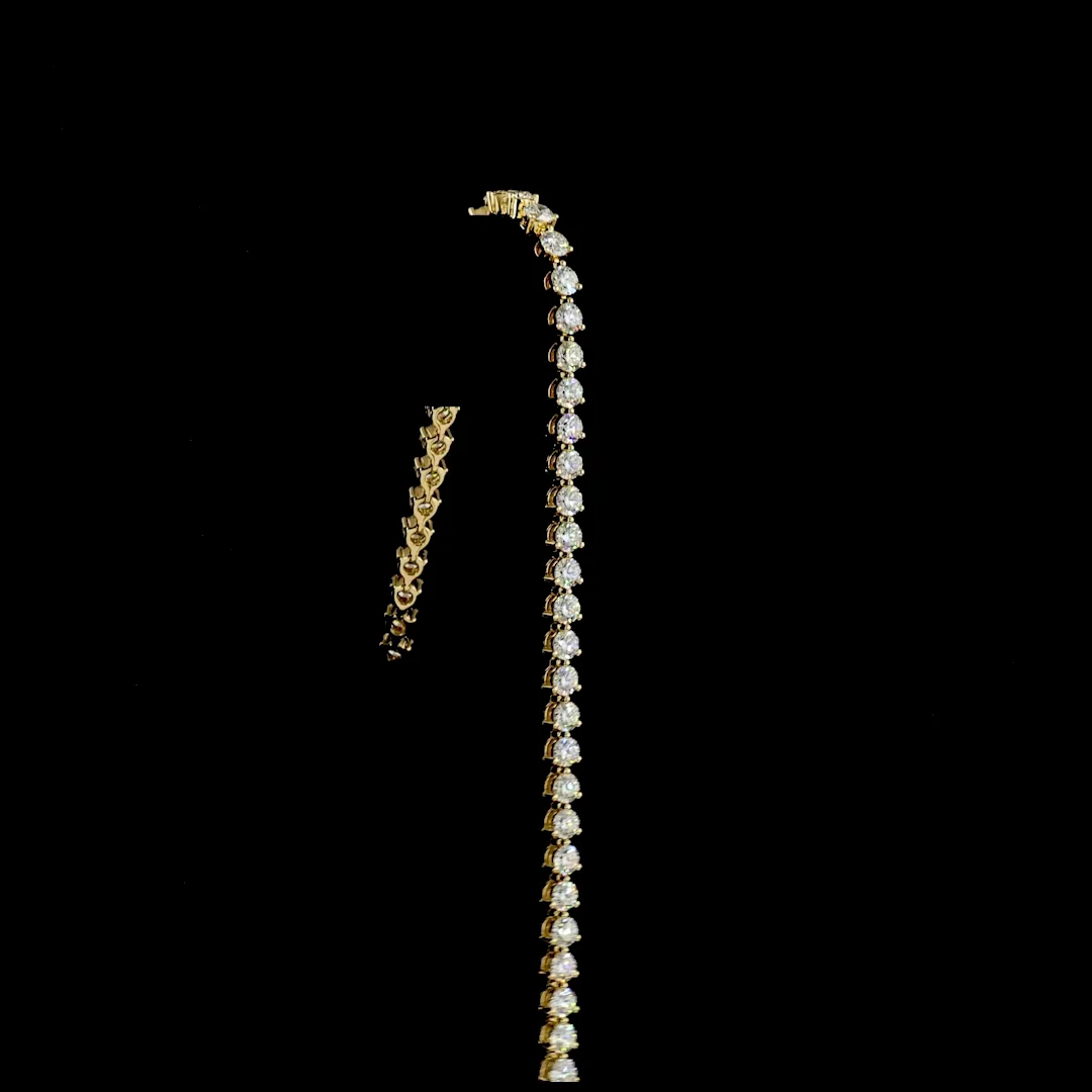 4.64 Cts 14k Yellow Gold Round Shape Tennis Bracelet - Image 3