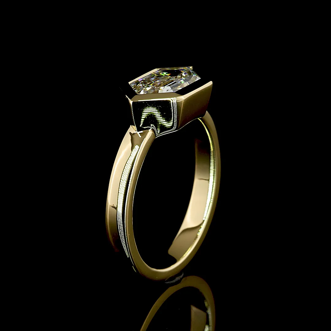 2.13 Cts 14k Yellow Gold Step Marquise Shape Solitaire Ring - Image 4