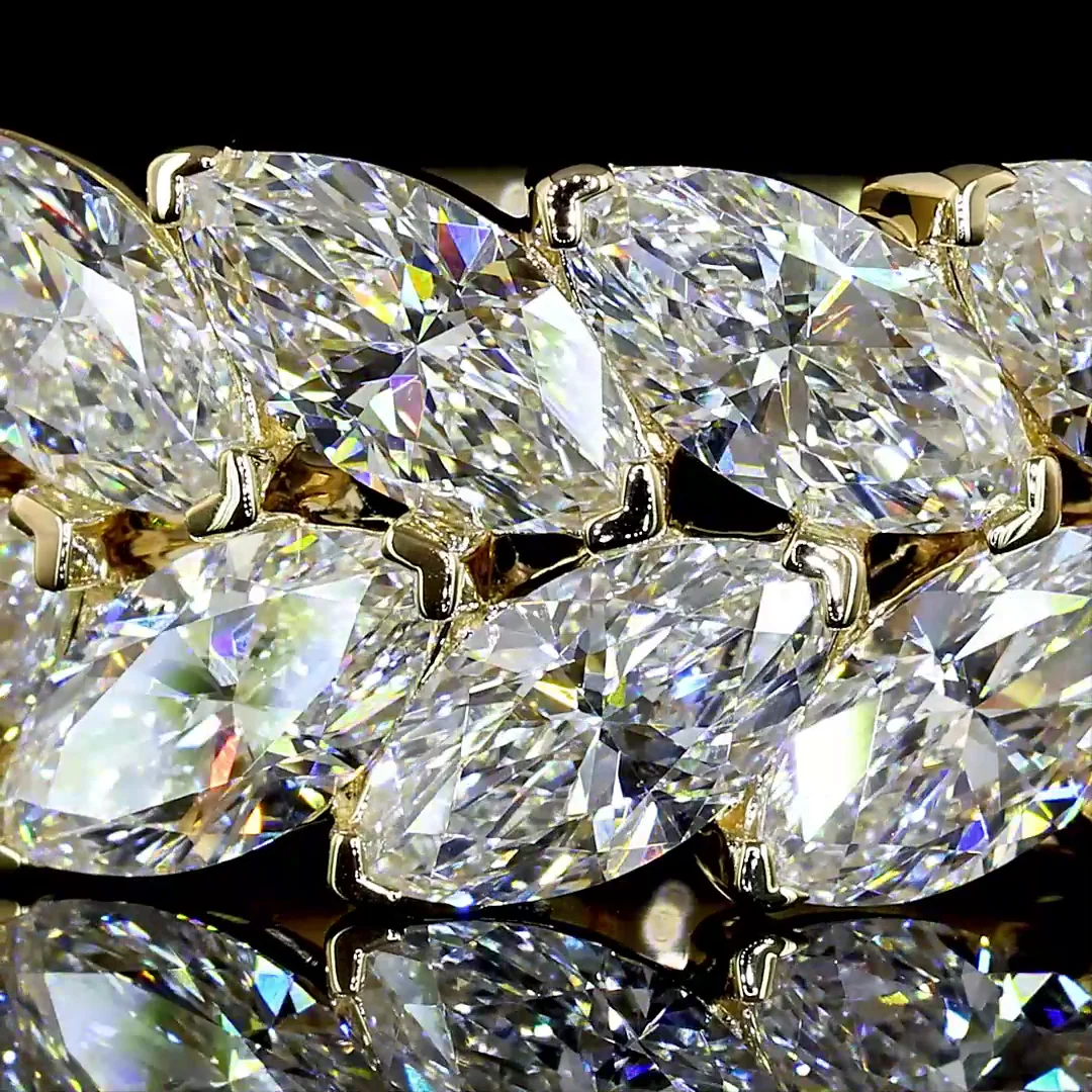 3.25 Cts 14k Yellow Gold Marquise Shape 3/4 Band Eternity Band - Image 3