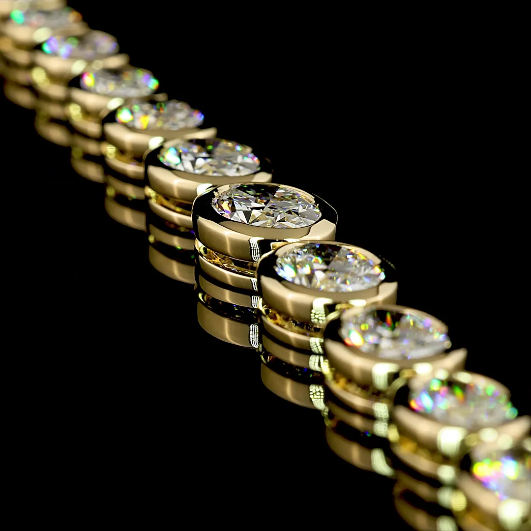 18.28 Cts 14k Yellow Gold Oval Shape Riviera Necklace - Image 2