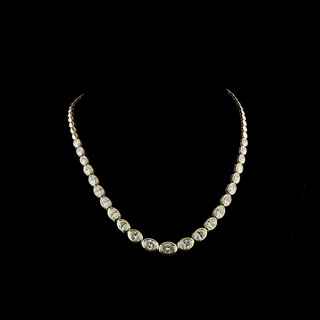 18.28 Cts 14k Yellow Gold Oval Shape Riviera Necklace - Video