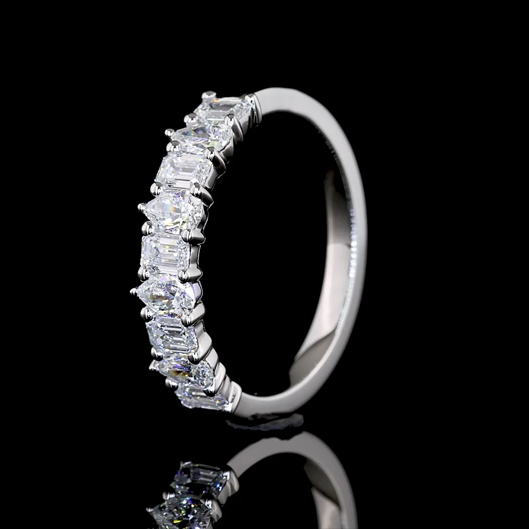 0.94 Cts Platinum Mix Shape 3/4 Band Eternity Band - Image 4