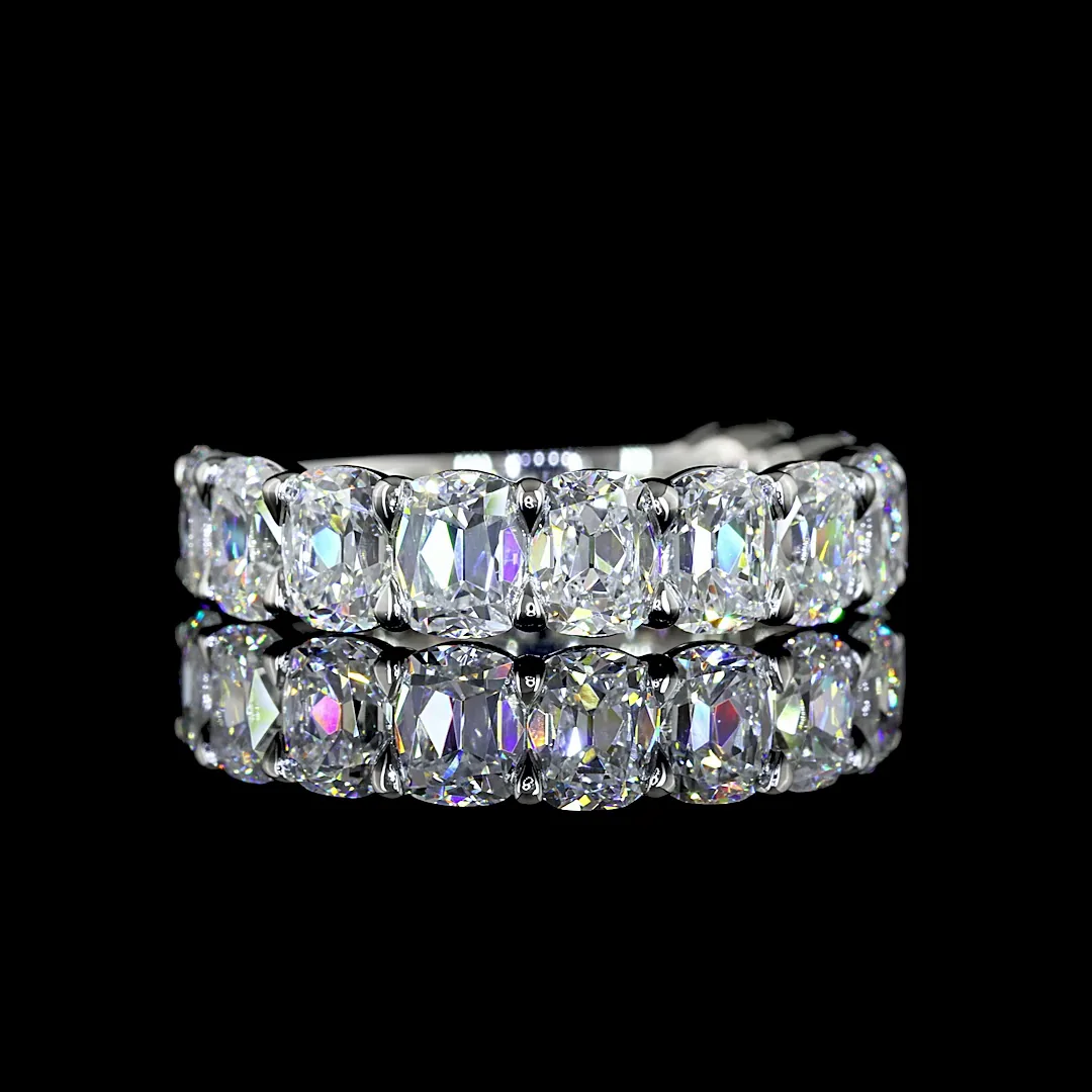 3.07 Cts Platinum Antique Cushion Shape 3/4 Band Eternity Band - Video