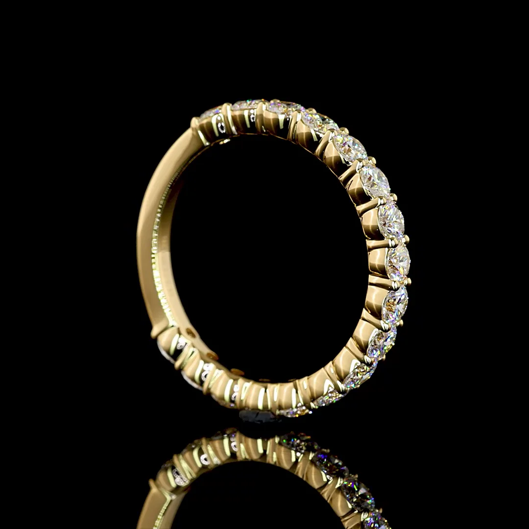 0.99 Cts 18k Yellow Gold Round Shape 3/4 Band Eternity Band - Image 2