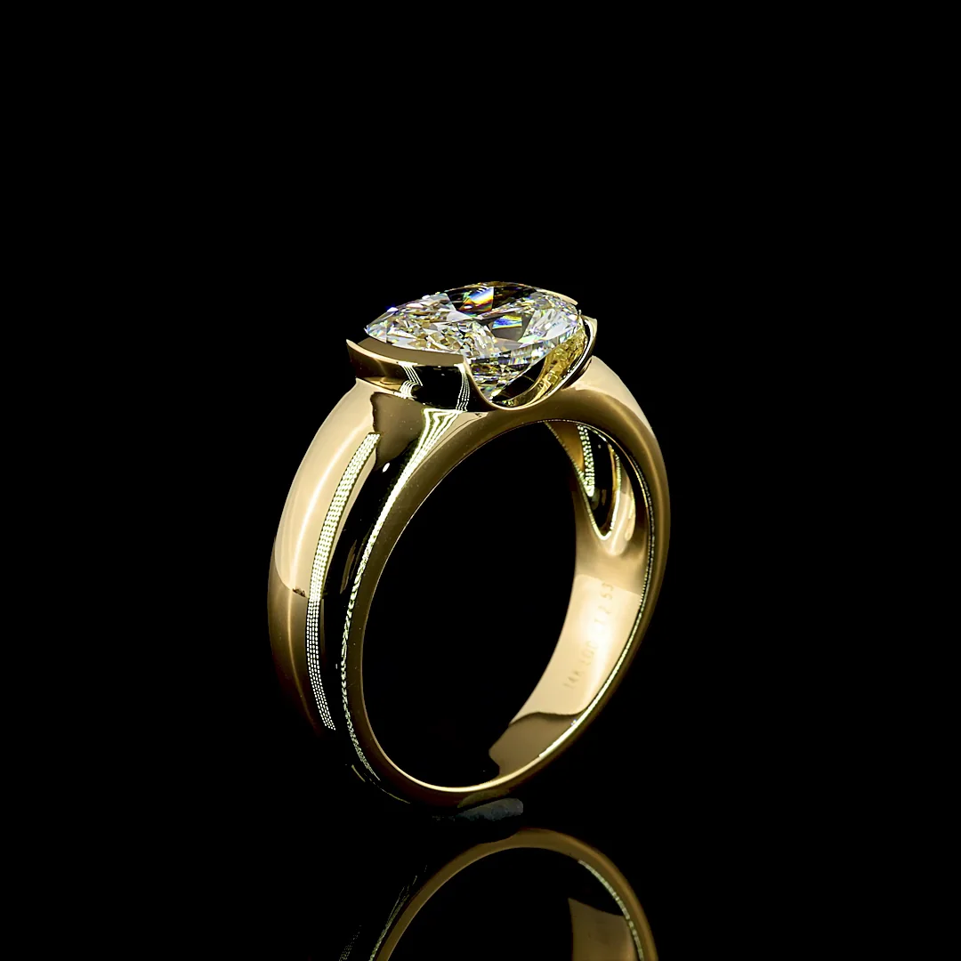 2.53 Cts 14k Yellow Gold Cushion Brilliant Shape Solitaire Ring - Image 4