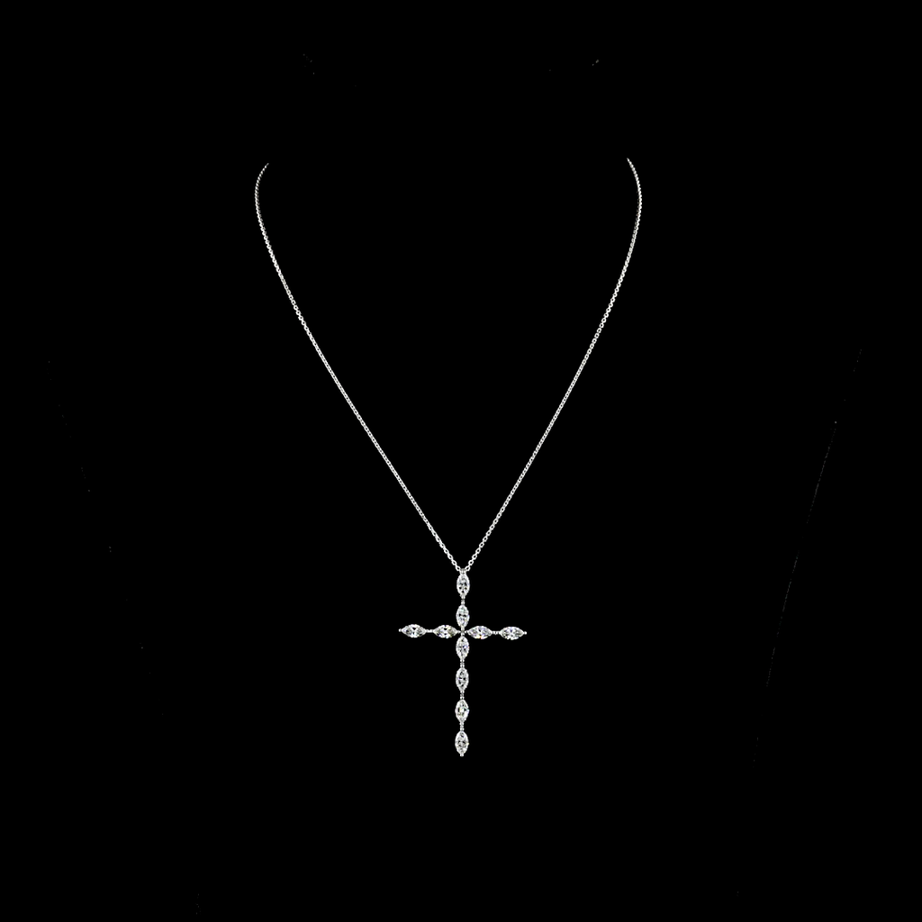 2.03 Cts 14k White Gold Marquise Shape Symbol Pendant - Video