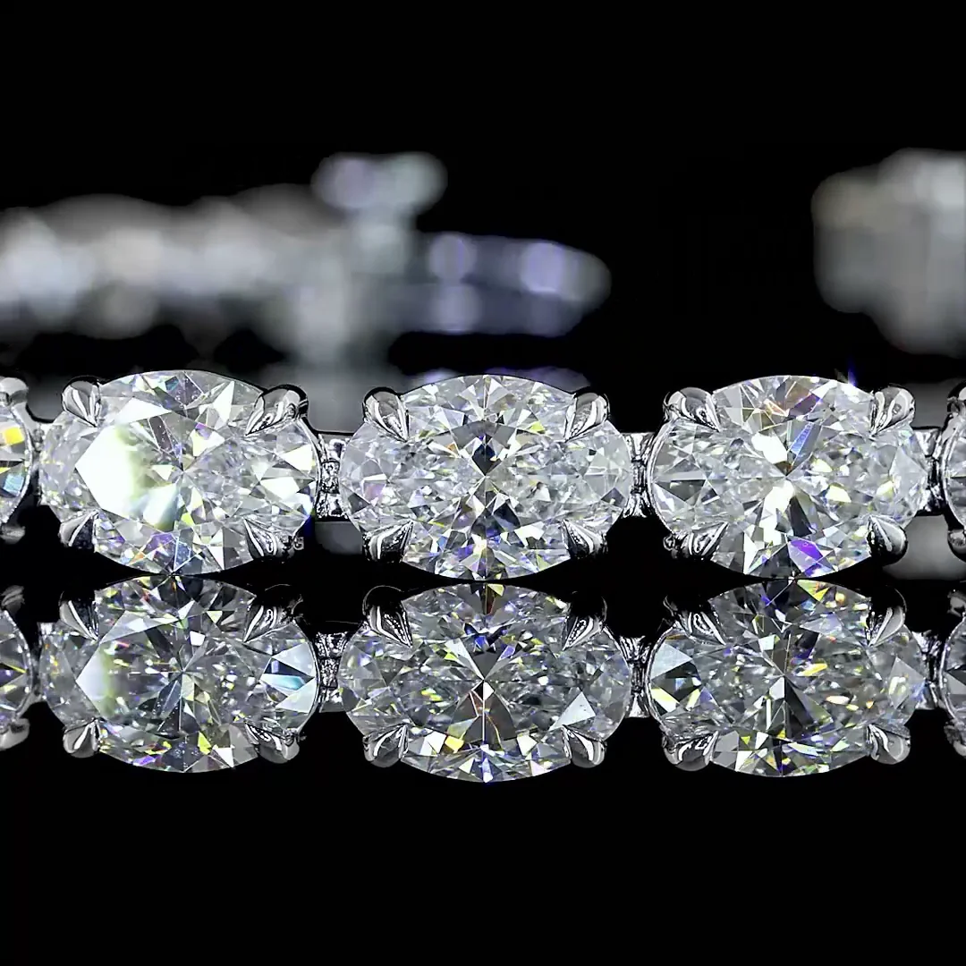 15.04 Cts 14k White Gold Oval Shape Tennis Bracelet - Image 2