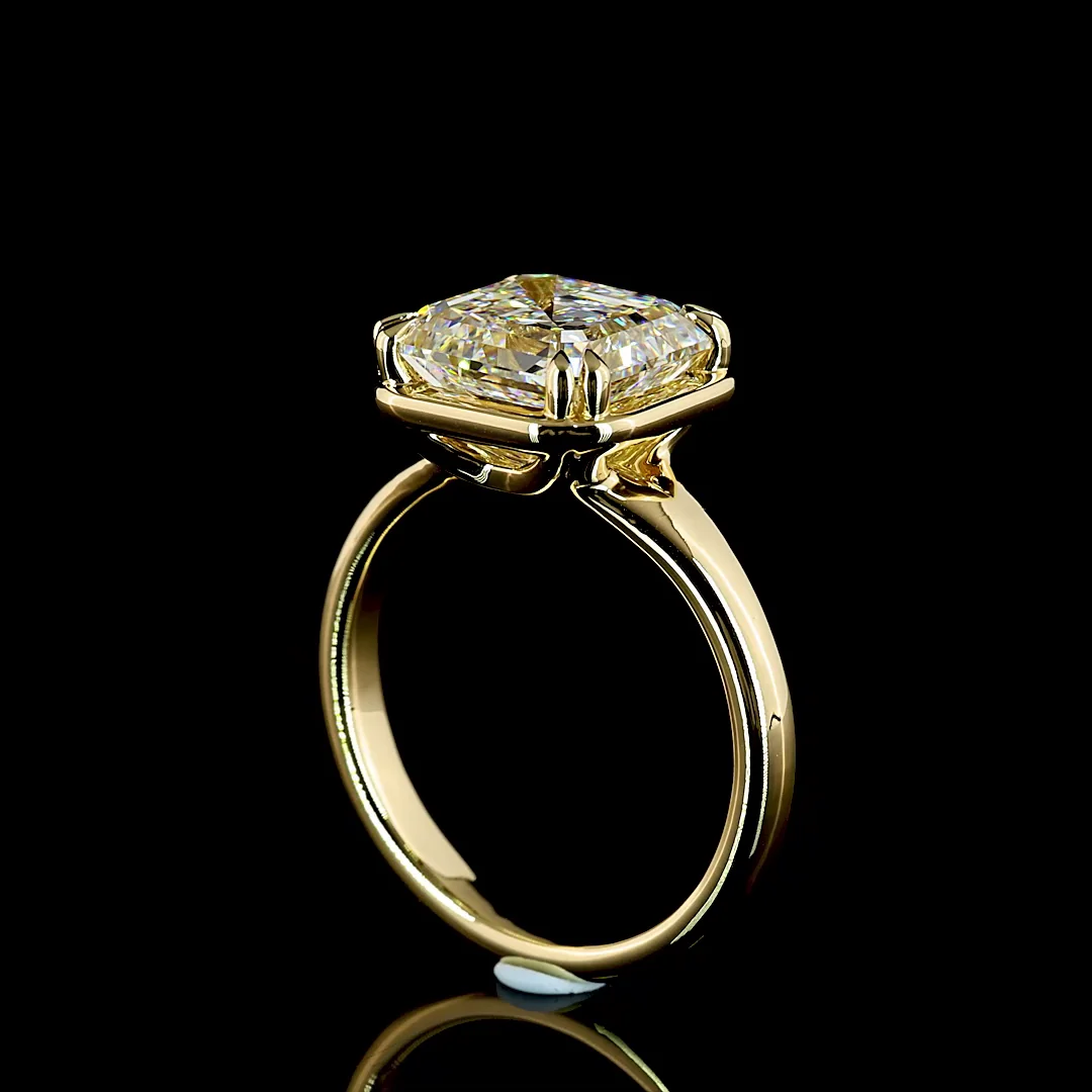 4.18 Cts 14k Yellow Gold Asscher Shape Solitaire Ring - Image 2