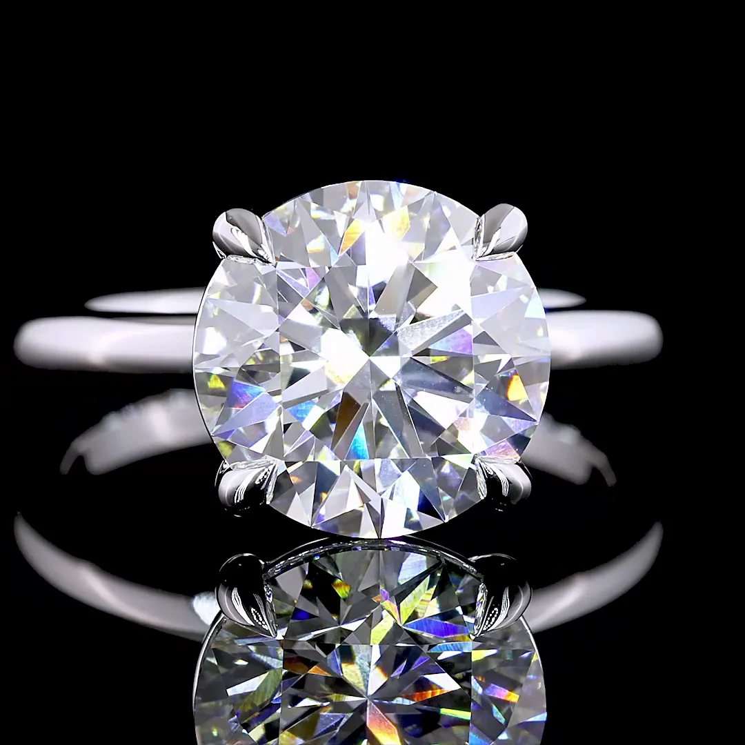 4.08 Cts 14k White Gold Round Shape Solitaire Ring - Image 3