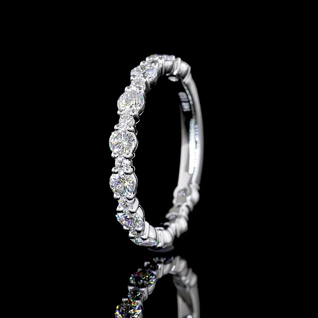 0.94 Cts 14k White Gold Round Shape 3/4 Band Eternity Band - Image 4