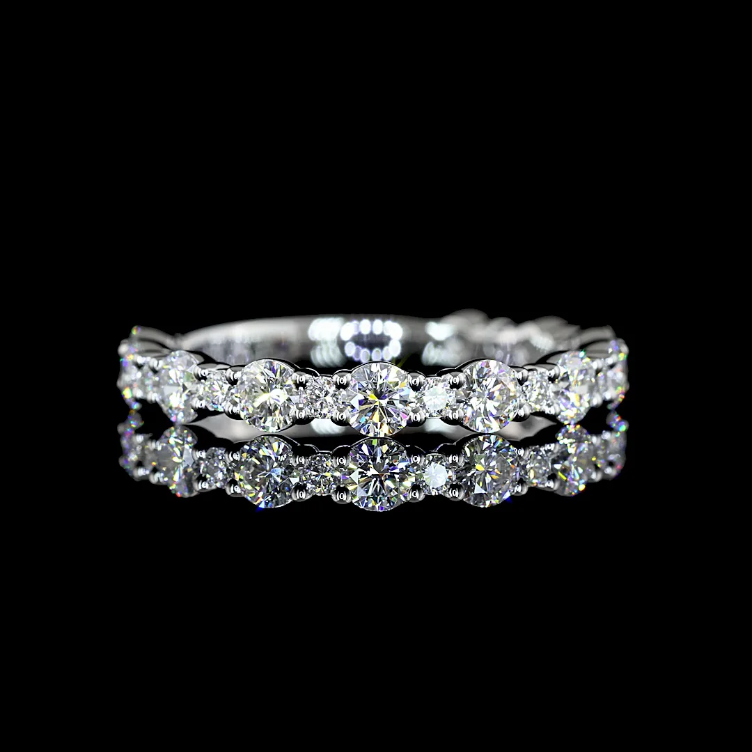 0.94 Cts 14k White Gold Round Shape 3/4 Band Eternity Band - Video