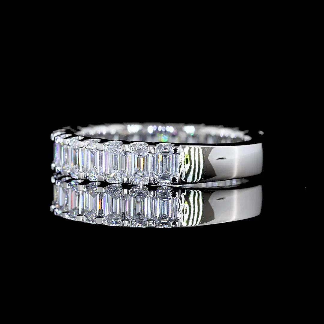 1.91 Cts Platinum Emerald Shape 3/4 Band Eternity Band - Image 3