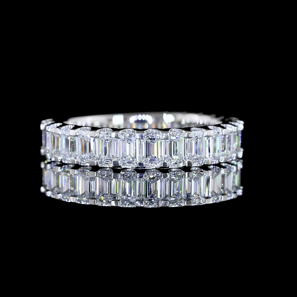 1.91 Cts Platinum Emerald Shape 3/4 Band Eternity Band - Video