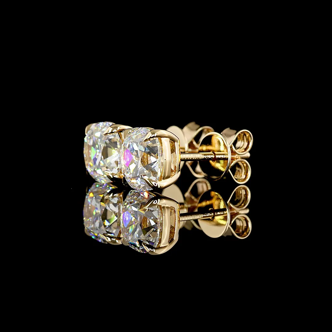 7.03 Cts 18k Yellow Gold Square Antique Cushion Shape Hanging Earring - Image 2