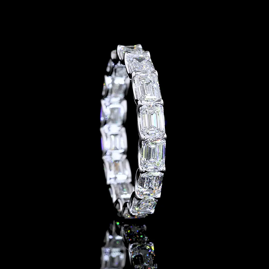 3.55 Cts 14k White Gold Emerald Shape Eternity Band Eternity Band - Image 2